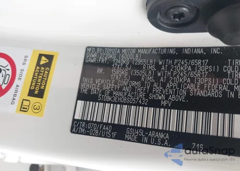 2011 Toyota Highlander Base V6 from USA, damaged, VIN 5TDBK3EH0BS057432